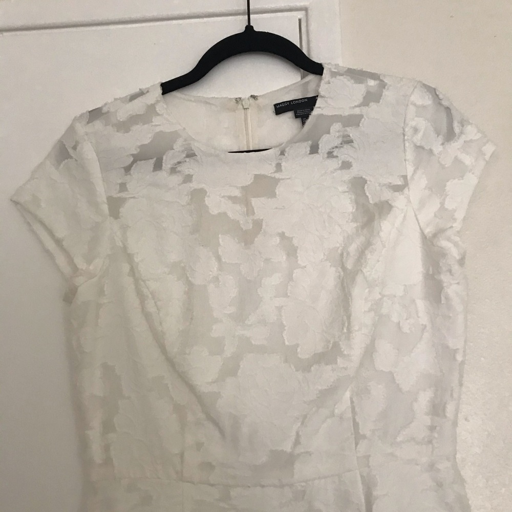 Maggy London White Lace Fit-and-Flare Midi Dress - Picture 7 of 15